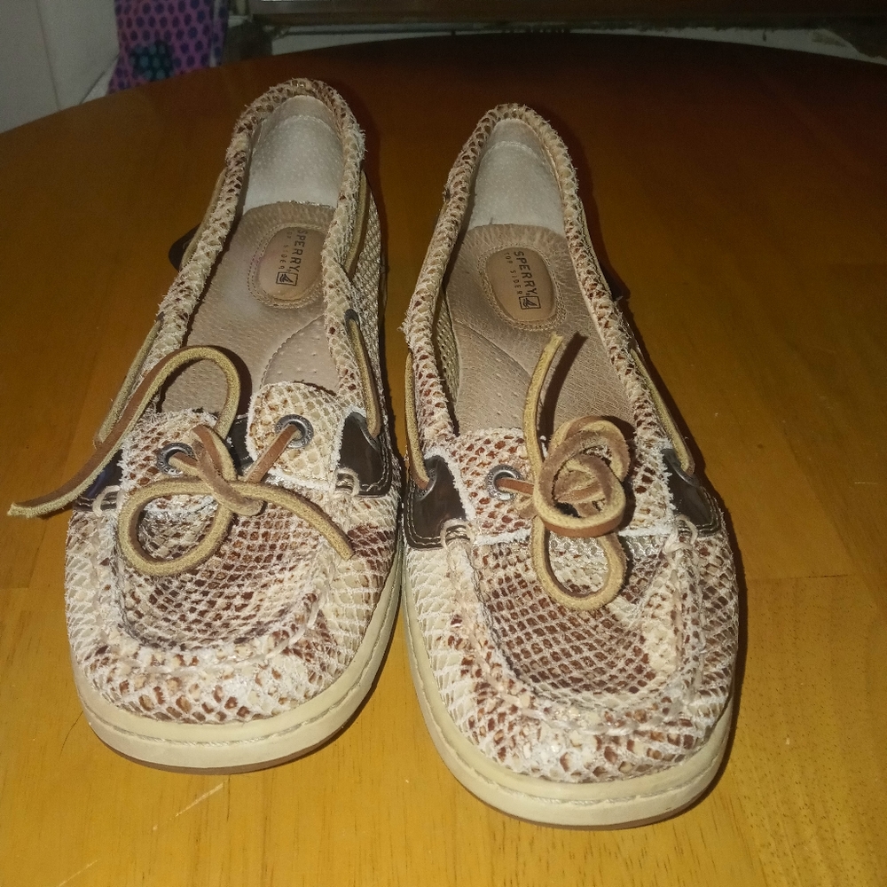 Sperry Top Sider Leather Faux Snakeskin Boat Shoes